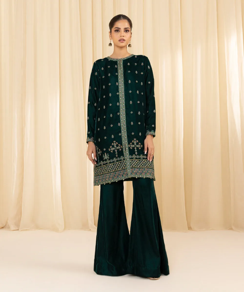 2 Piece - Embroidered Velvet Suit