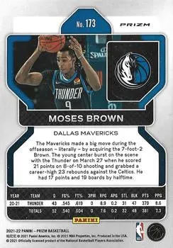 2021-22 Panini Silver Prizm Moses Brown 173 Dallas Mavericks