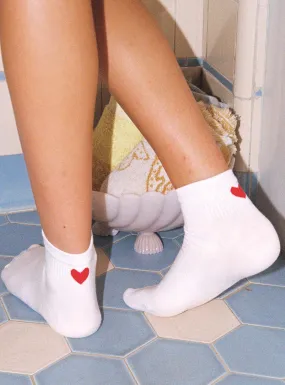 Ayla Heart Socks White