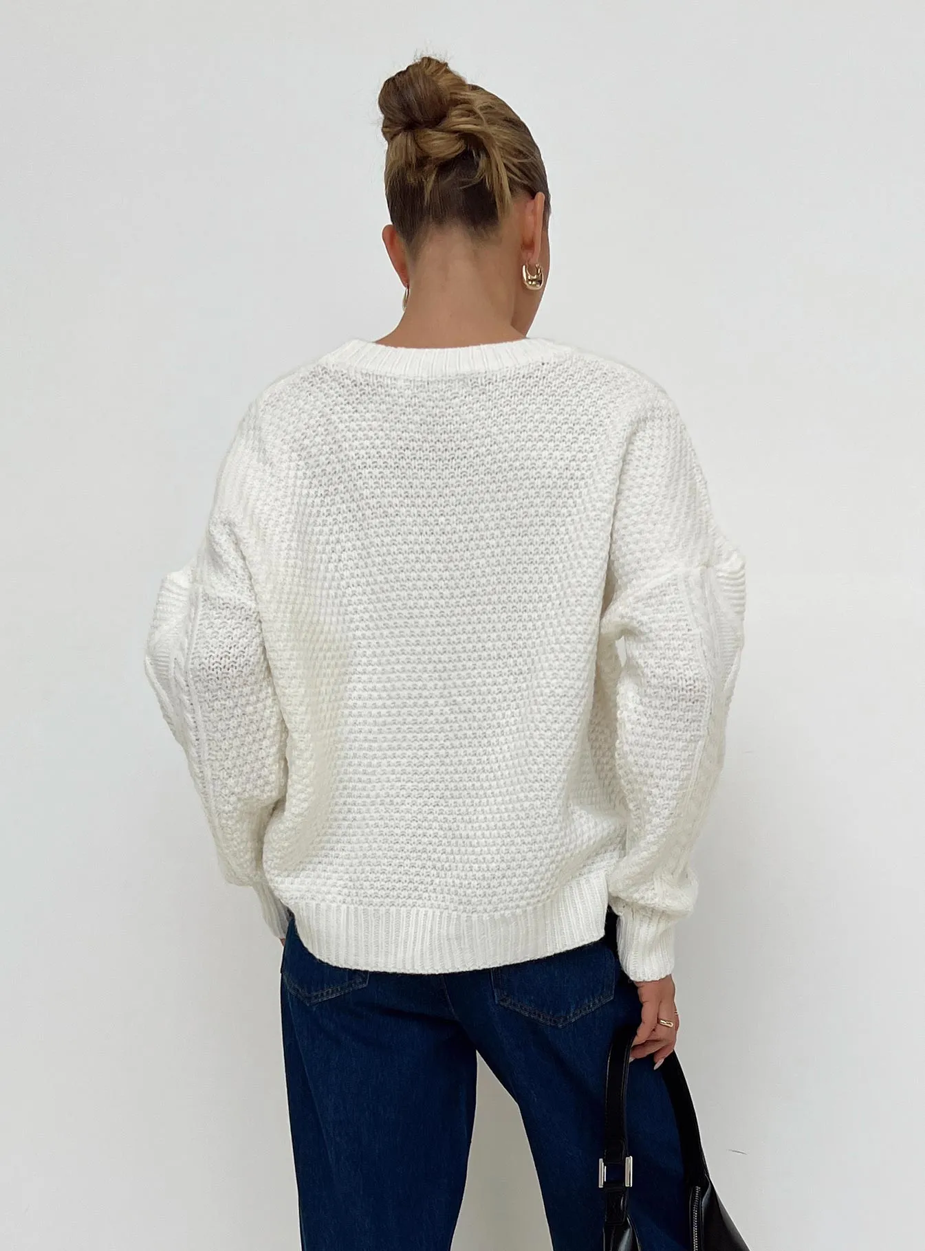 Canlish Cable Sweater Cream Lower Impact