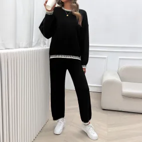 Casual Contrast Color Pullover Sweatshirts And Pants Set Wholesale Womens Clothing N3824062400018