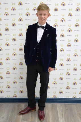 Coronation Streets Dylan Wilson (Liam McCheyne) In HUDSON Navy Velvet Blazer & Dalton Trousers