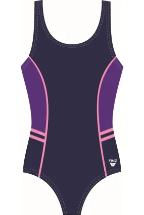 FINZ Chlorine Resistant Splice Swimsuit, Navy/Purple (FZW9407)