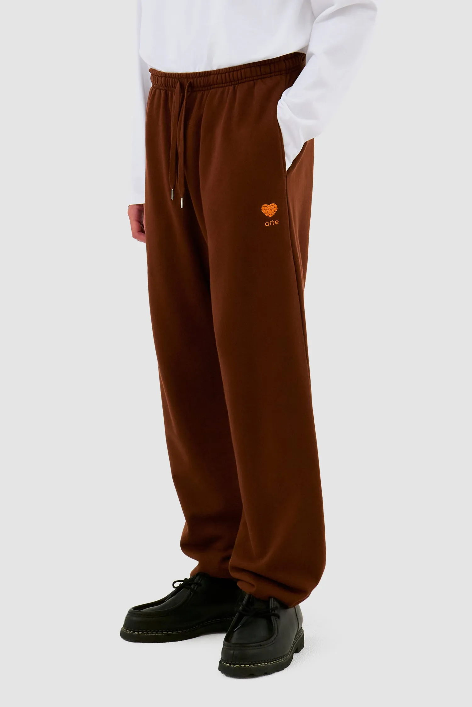 Heart Flower Sweat Pants - Brown