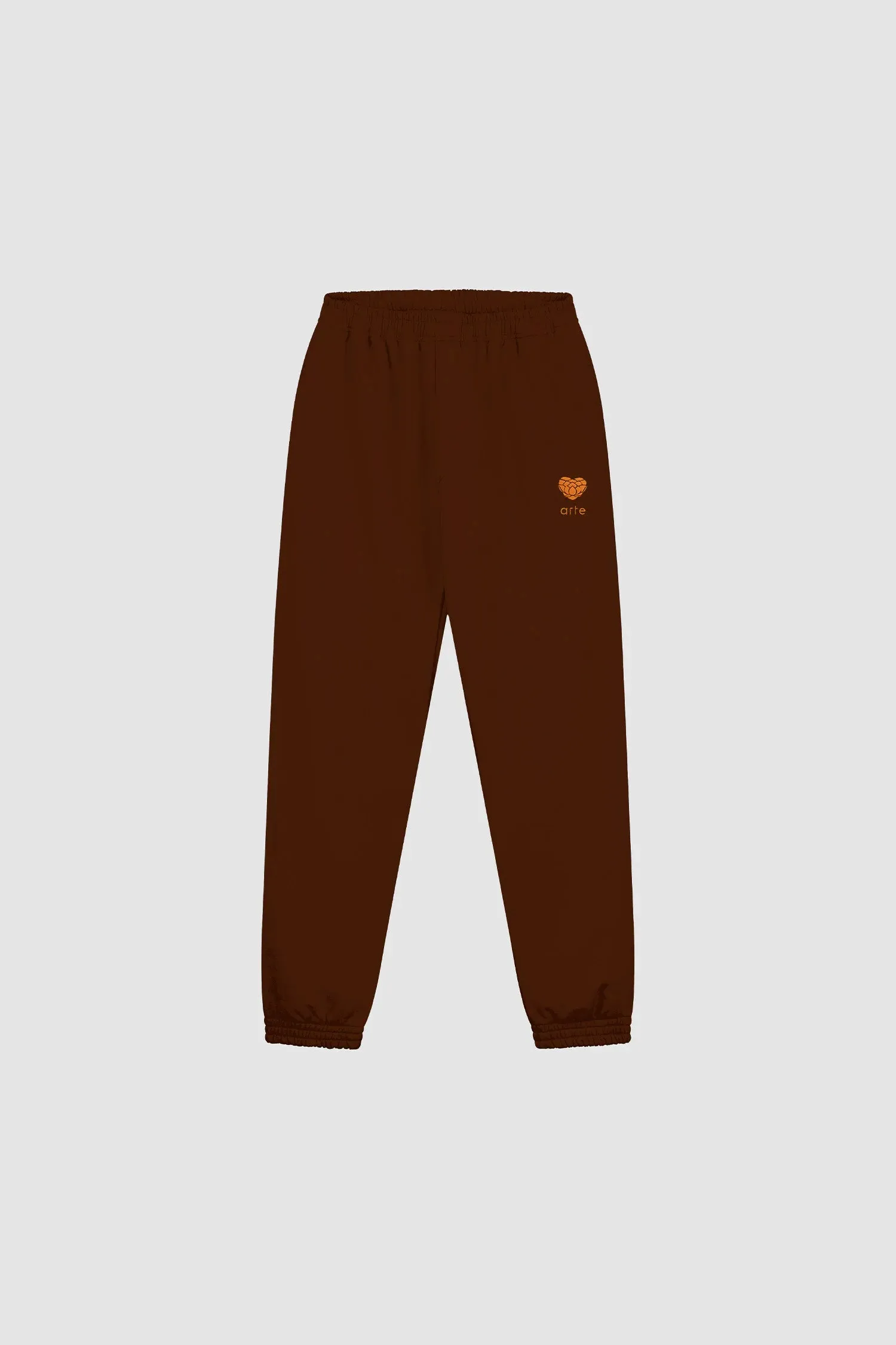 Heart Flower Sweat Pants - Brown