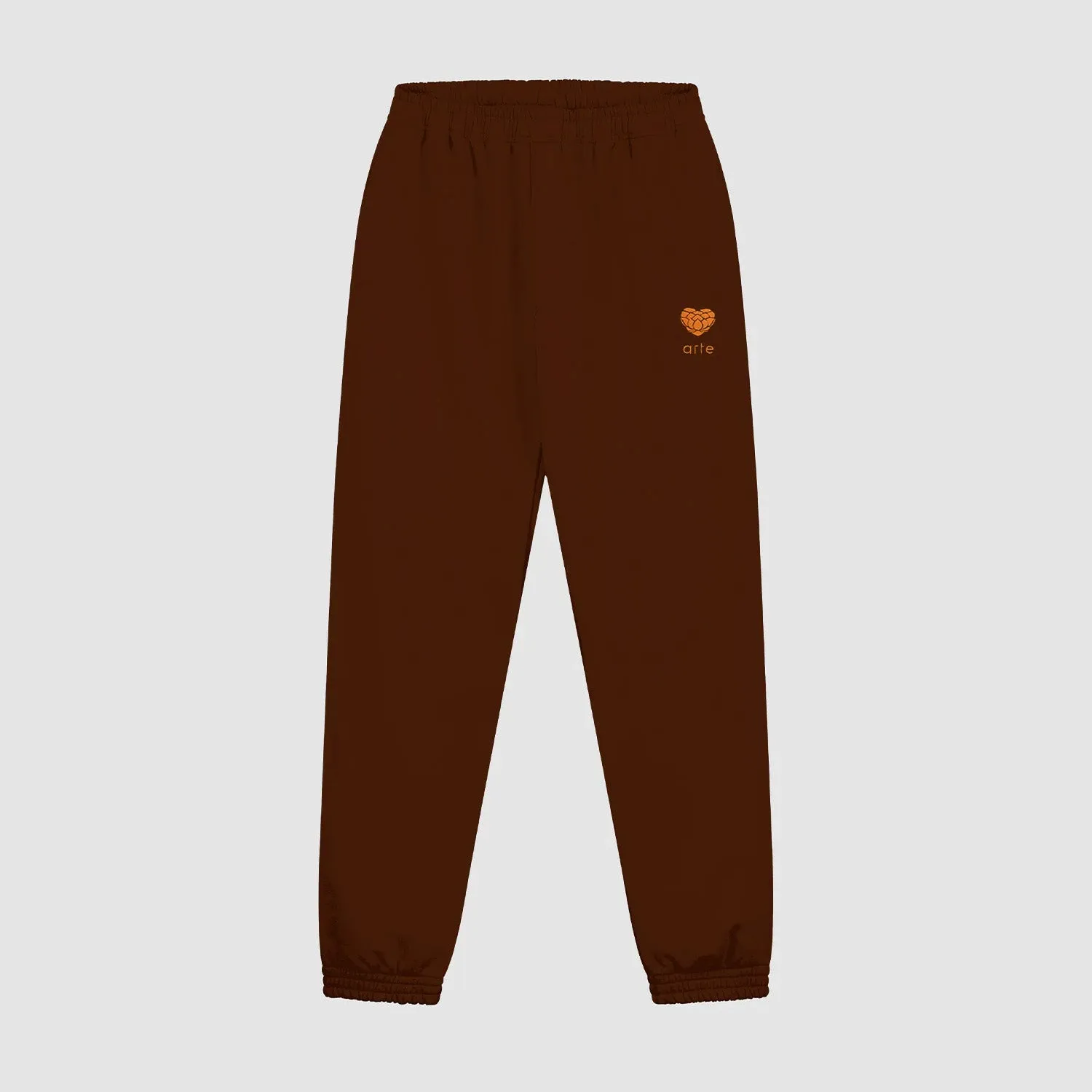 Heart Flower Sweat Pants - Brown