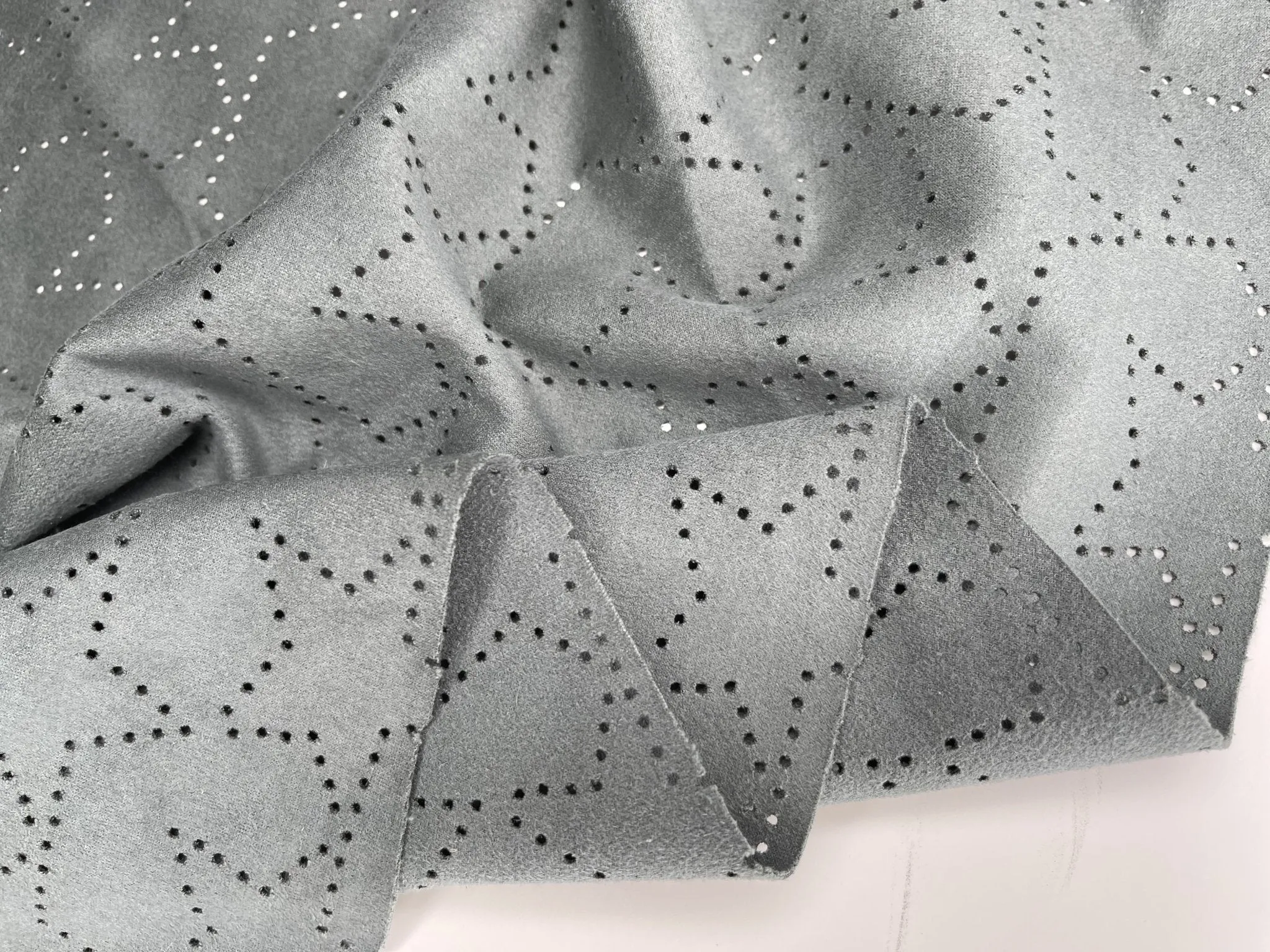 Laser cut Deep Grey Color Suede Fabric