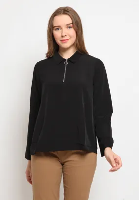 Long Sleeve Blouse With Zipper