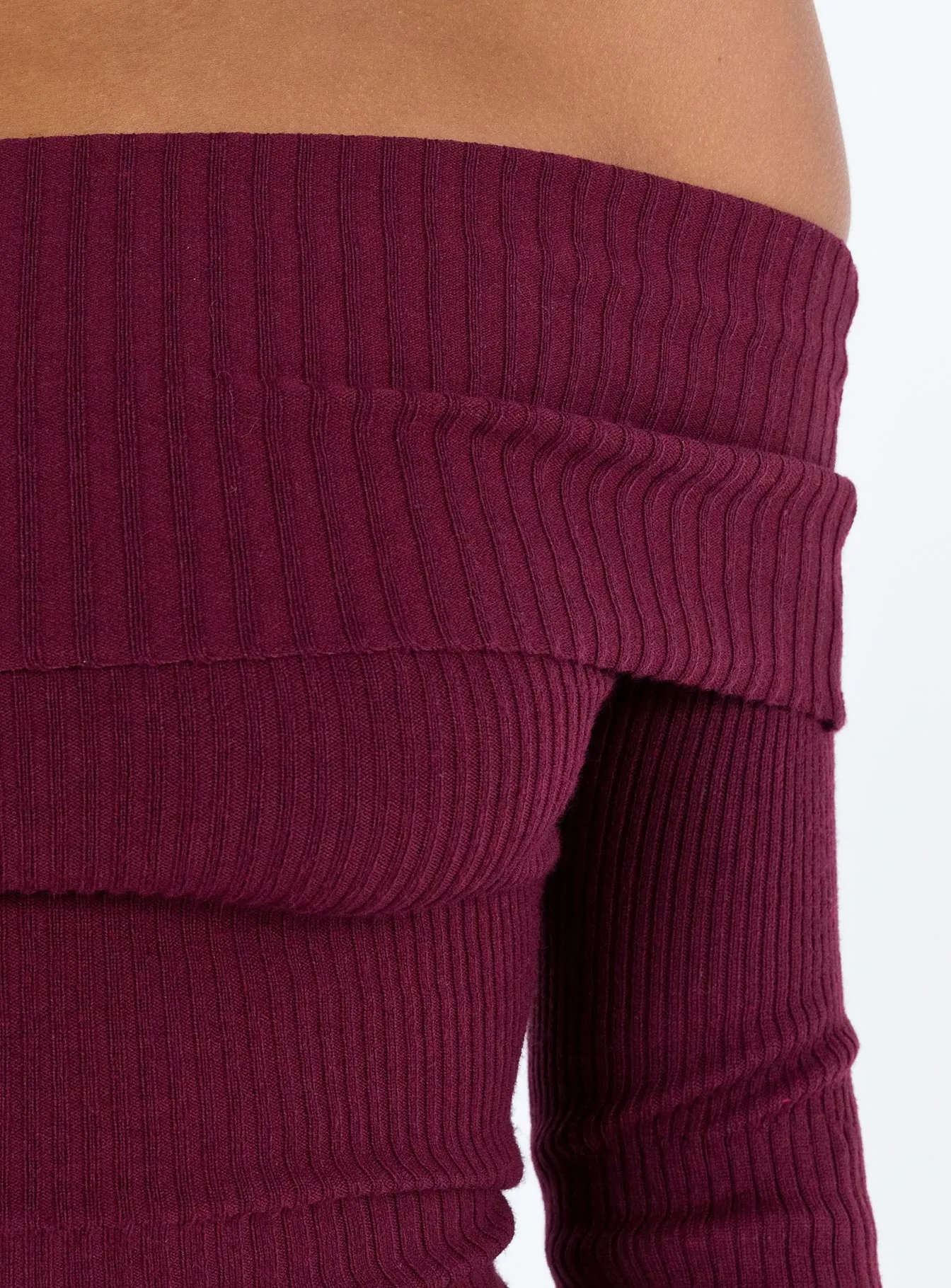 Morley Off Shoulder Sweater Burgundy