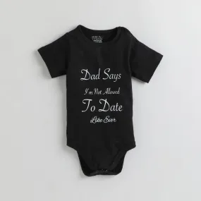 Polka Tots Half Sleeve Dad Says Print Romper Onesie - Black