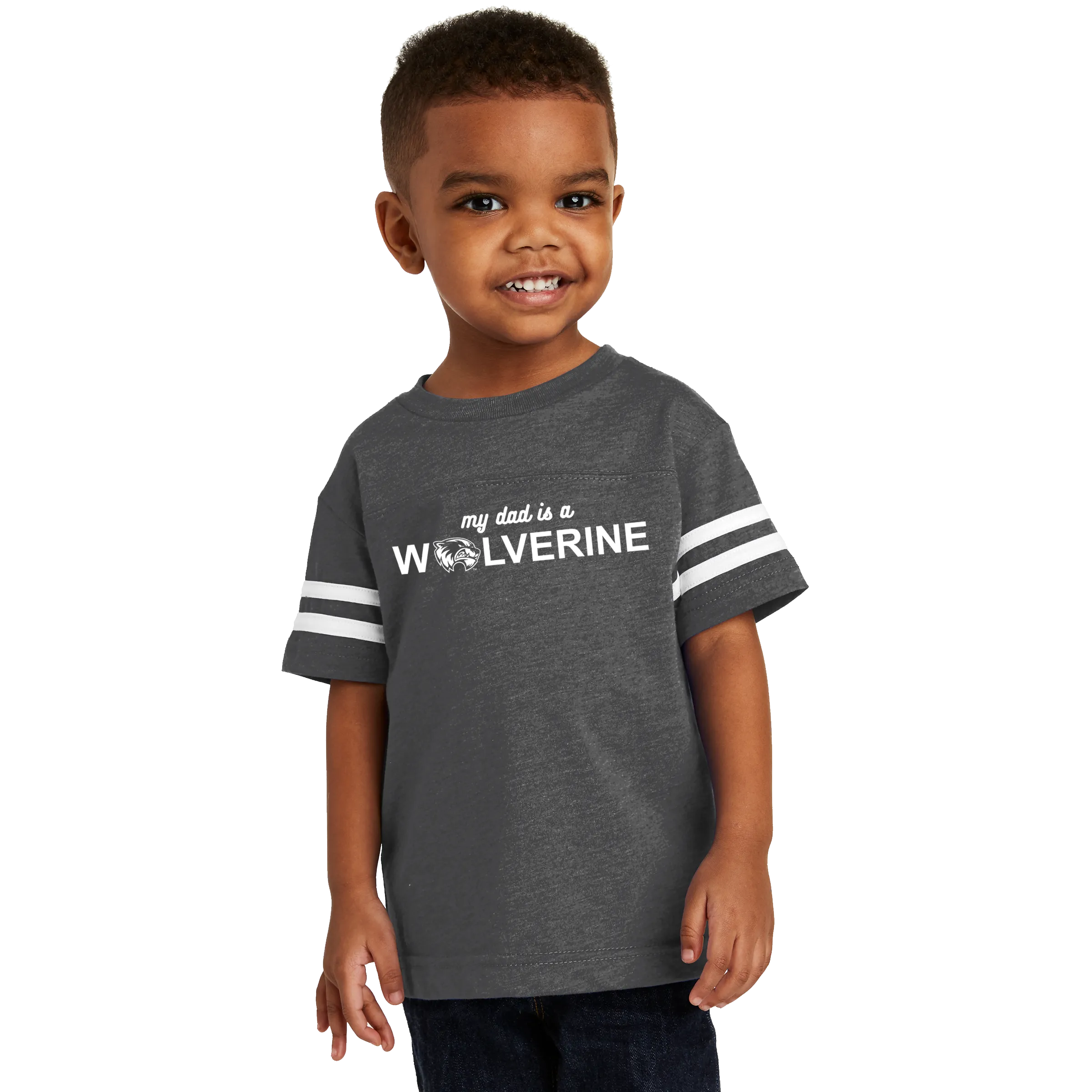 Rabbit Skins Toddler Football Fine Jersey Tee - My Dad is a Wolverine