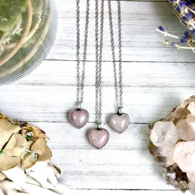 Rose Quartz Heart Necklace, Pink Crystal Necklace Pendant / Foxlark Collections