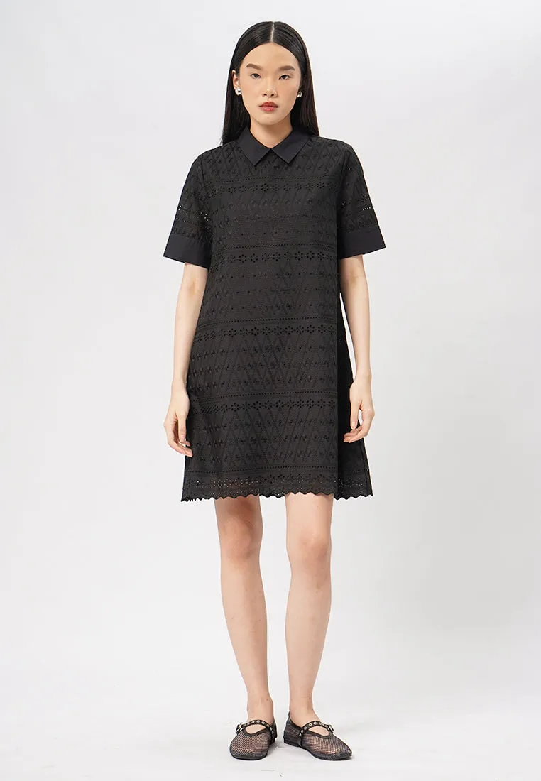 Short Sleeve Eyelet Mini Dress