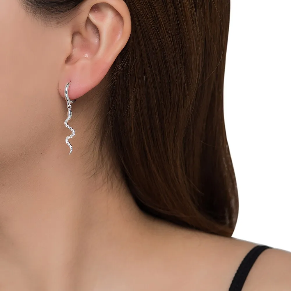 Silver Snake Earrings