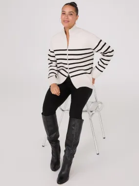 Striped Zip-Front Sweater