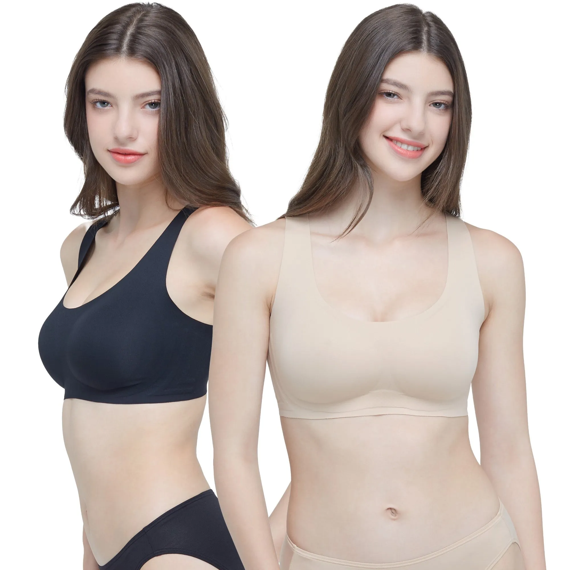 Wacoal Smart Size Go Girls Jelly Bra U-Crop บราไร้โครงวาโก้ เจลลี่บรา เซท 2 ชิ้น รุ่น WB3Y33/WB3233 สีดำ (BL)-สีเบจ (BE)