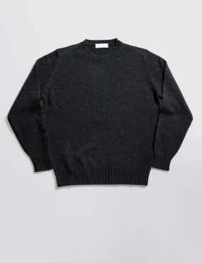 Wool Cashmere Ribbed Cuff Crewneck - Anthracite